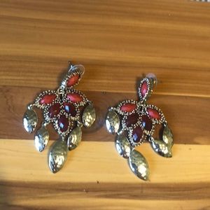 Kendra Scott red and gold statement earrings